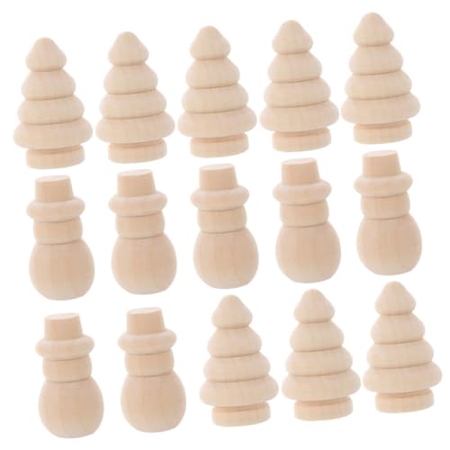 BESPORTBLE 20 Stück Teiliges DIY Holzfiguren Unvollendete Schneemann und Weihnachtsbaum Dekorationen für Kreative Bastelideen für Weihnachtsdeko und DIY Projekte von BESPORTBLE