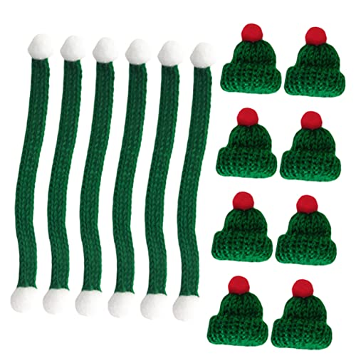 BESPORTBLE 20 Stück Teiliges DIY Mini Strick Weihnachtsmützen und Grüne Schals Mützen mit Bommel Schals Langlebige Weihnachtsdeko für Bastelprojekte und Partygeschenke von BESPORTBLE