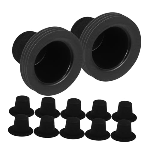 BESPORTBLE 20 Stück Teiliges Mini Schwarze Kunststoff Hüte Kleine Schneemann Mützen Bastelset Festliche Miniatur Puppen Hüte Für Weihnachtsdeko Und Partyaccessoires von BESPORTBLE
