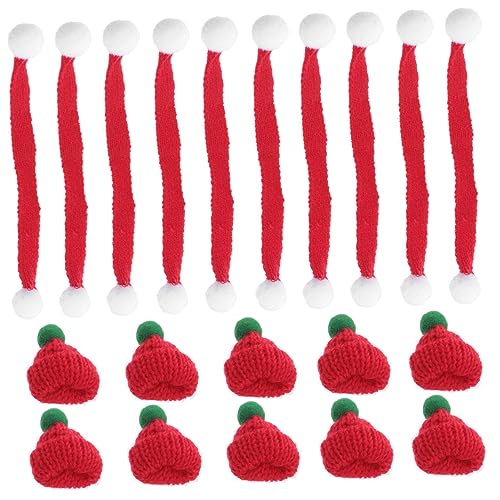 BESPORTBLE 20 Stück Teiliges Mini Weihnachtsmützen und Schals Gestrickte Rote Wollmützen mit Grünem Bommel Mützen Schals Festliche DIY Weihnachtsdekoration für Puppen Basteln Party und BESPORTBLE 20 Stück Teiliges Mini Weihnachtsmützen und Schals Gestrickte Rote Wollmützen mit Grünem Bommel Mützen Schals Festliche DIY Weihnachtsdekoration für Puppen Basteln Party und von BESPORTBLE