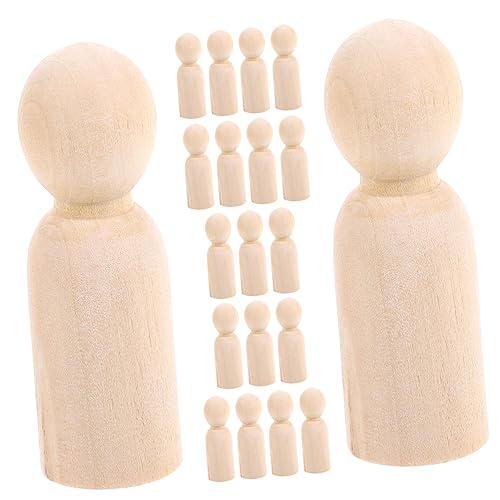 BESPORTBLE 20 Stück Unbemalte Holzfiguren für DIY Peg Dolls für Bastelprojekte und Raumdekoration Glatte Oberfläche zum Malen und Gestalten Kreative Holzspielzeuge für Bastelideen und von BESPORTBLE