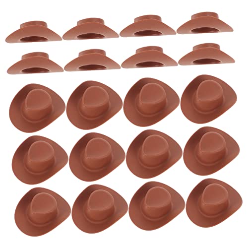 BESPORTBLE 20Stücke Cowboy Hüte Aus Kunststoff Braune Puppenhüte Für Bastelprojekte Für Puppenhaus Dekoration Und Kreative DIY Anwendungen von BESPORTBLE