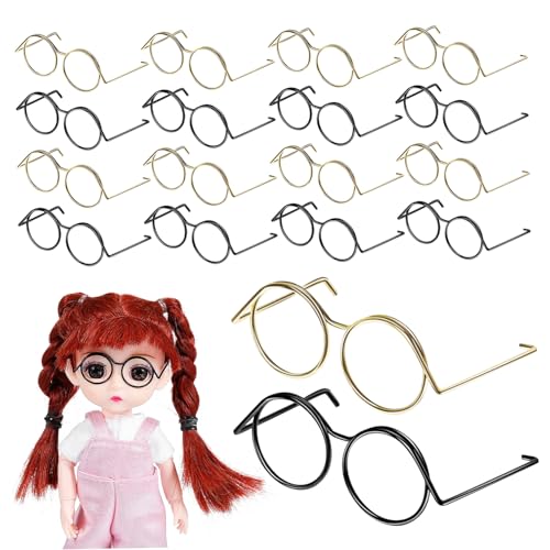BESPORTBLE 20Stücke Mini Puppenbrillen Anziehbrillen Für Puppen Bastel Requisiten Schwarze Und Goldene Brillen Accessoires Für Puppenkostüme Und Kreative Projekte von BESPORTBLE