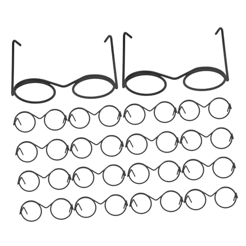 BESPORTBLE 20Stücke Puppenbrillen Brillen Für Puppen DIY Puppenzubehör Dekorative Brillendekore Klassische Schwarze Runde Rahmen Für Puppenaccessoires von BESPORTBLE
