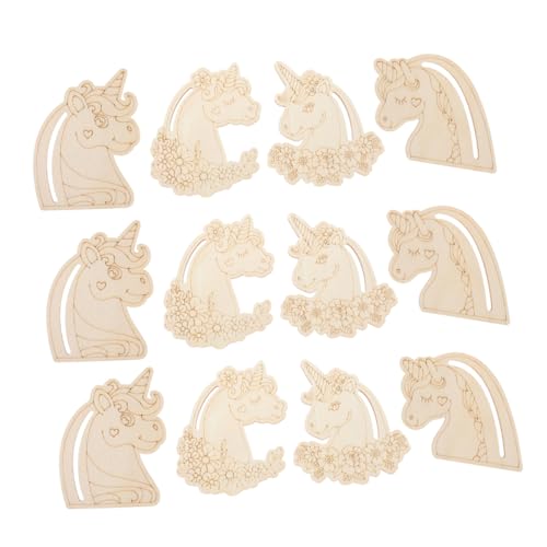 BESPORTBLE 24 Stück Einhorn Holzschnittmuster Unlackierte Holzscheiben für DIY Bastelarbeiten für Malen und Dekorieren Vielseitig Einsetzbar für Kreative Projekte von BESPORTBLE