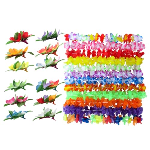 BESPORTBLE 24Stücke Hawaii Leis Und Haarnadeln Set Künstliche Hibiskus Blumen Girlanden Und Haarspangen Für Tropische Strandpartys Luau Dekorationen Und Sommerfestivals Verschiedene von BESPORTBLE