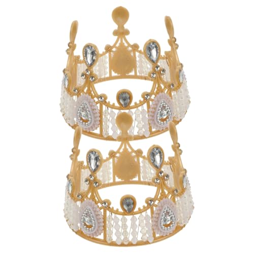 BESPORTBLE 2Stücke Acryl Cake Topper Mit Strassverzierung Für Hochzeitstorte Und Dessertdekoration Goldene Kronen Für Festliche Anlässe von BESPORTBLE