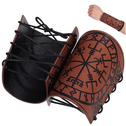 BESPORTBLE 2stücke Mittelalterliche Armschienen Geprägtem Verstellbare Armbänder Für Kostüme Und LARP-aktivitäten Braun von BESPORTBLE