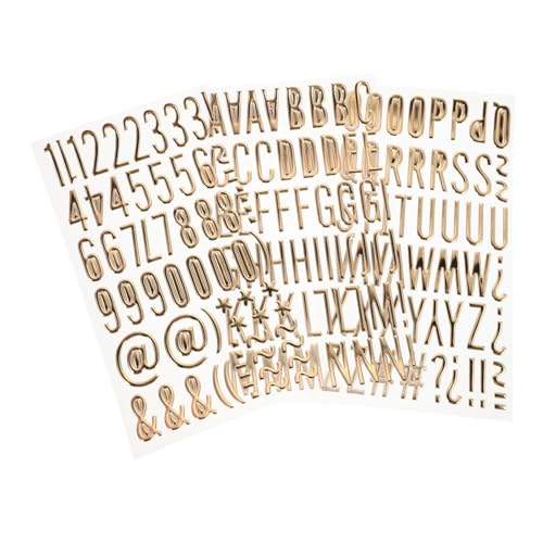 BESPORTBLE 3 Blätter Gold Aufkleber Bögen mit Selbstklebenden Eleganten Alphabet Stickern für DIY Scrapbooking und Kreative Kunstprojekte Hochwertige und Symbolaufkleber von BESPORTBLE