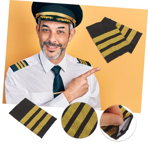 BESPORTBLE 3 Paare Goldener Schulterstempel Kapitäns-Schulterklappen Pilotenuniform Lanyard Badge Holder Handyhalterung Armband EKULETTES Schleife BESPORTBLE 3 Paare Goldener Schulterstempel Kapitäns-Schulterklappen Pilotenuniform Lanyard Badge Holder Handyhalterung Armband EKULETTES Schleife von BESPORTBLE