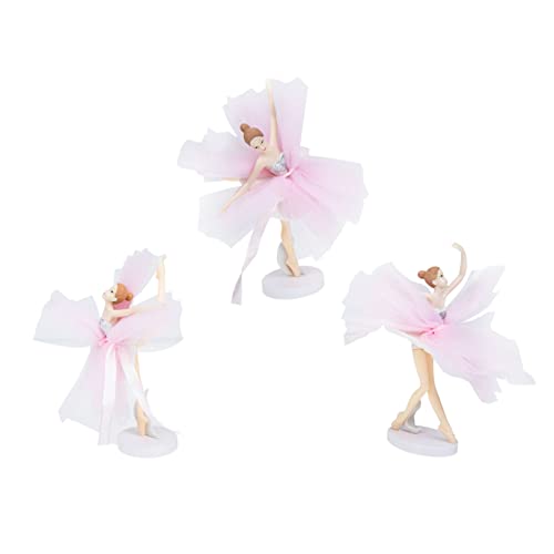 BESPORTBLE 3 Sätze Ballerina Kuchenaufsatz Teilig Zarte Tüll Tänzerinnen Tortendeko für Geburtstagsparty Vielseitige Backdeko Weiße und Rosa Ballerina Figuren für Festliche Anlässe von BESPORTBLE