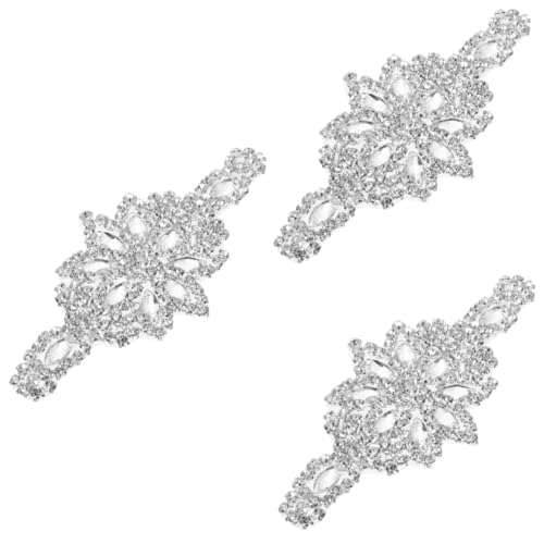 BESPORTBLE 3 Stück Glitzernde Rhinestone Applikation für Hochzeitskleider Dekorative Gürtel Applikation mit Selbstklebendem Design für Brautschmuck Abendkleider Silberfarben Einfach von BESPORTBLE