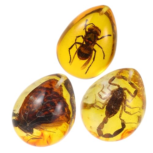 BESPORTBLE 3 Stück Teiliges Insekten Bernstein Künstliches Harz mit Schmetterling Handgefertigt Leicht Langlebig für DIY Schmuck Anhänger Bastelarbeiten und Sammler von BESPORTBLE