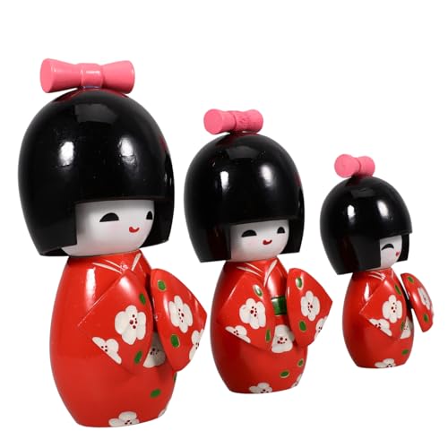 BESPORTBLE 3 Stück Teiliges Set Japanische Kimono Holzpuppe Handgefertigt Leicht Traditionelle Asiatische Dekoration Für Zuhause Tischornament von BESPORTBLE
