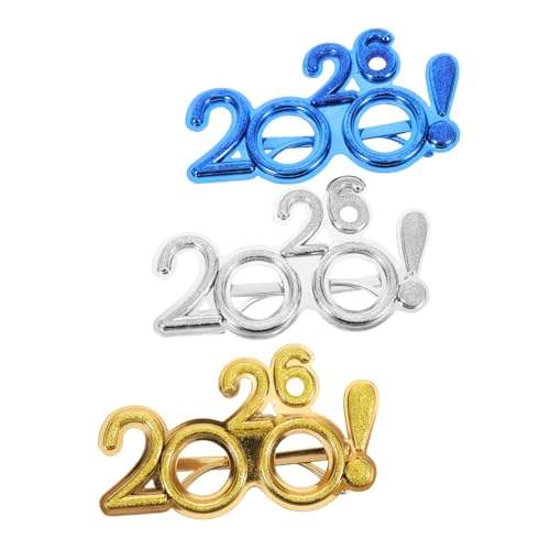 BESPORTBLE 3 Stück Teiliges Zahlenbrille mit Ausrufezeichen Bunte Partybrillen aus Kunststoff Glitzernde Lustige Neujahrsbrillen für Erwachsene Festliche Foto-accessoires für Silvester und von BESPORTBLE