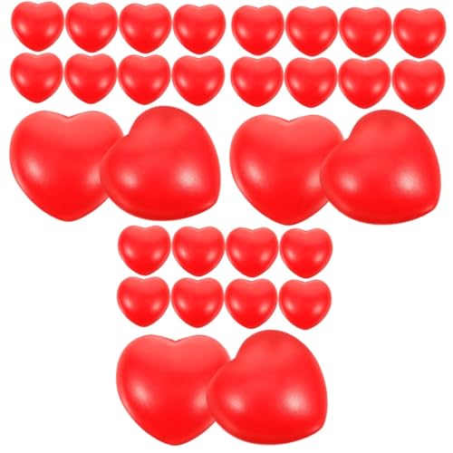 BESPORTBLE 30 Stück Teiliges Rote Herzform PU Stressbälle Weiche Schaumstoff Relief Balls für Erwachsene Kreatives Knetspielzeug zur Stressbewältigung Farberkennung von BESPORTBLE