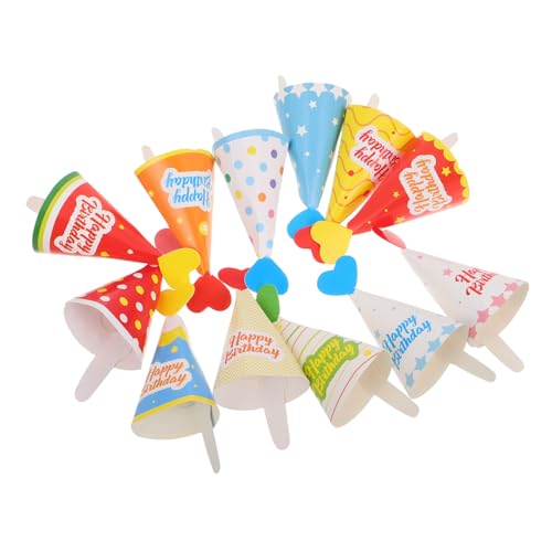 BESPORTBLE 36Stücke Mini Geburtstagsmützen Kuchendekorationen Mix Aus Geburtstagskonen Und Cupcake Toppern DIY Kuchen Dekoration Für Babyparty Und Dessert Süße Und Kreative von BESPORTBLE