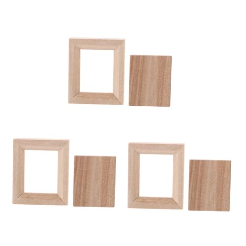 BESPORTBLE 3Stücke Mini Fotorahmen Für Puppenhaus Holz Bilderrahmen Dekoration Für Modelle DIY Puppenhaus Zubehör Kleine Fotohalter Für Kreative Bastelprojekte von BESPORTBLE