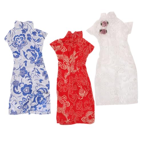 BESPORTBLE 3Stücke Puppen Cheongsam Farbenfrohe Kleidung für Puppen Austauschbare Puppenkostüme mit Exquisiten Details DIY und von BESPORTBLE