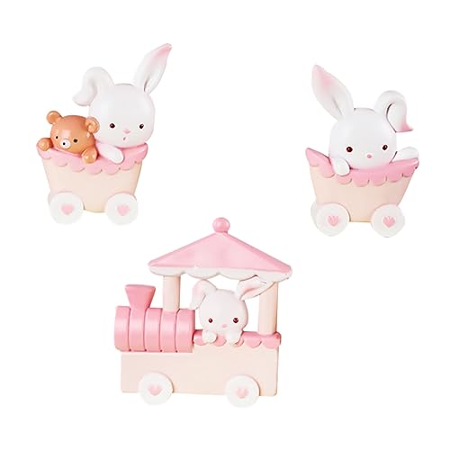 BESPORTBLE 3Stücke Süße Hasen Zug Kuchenverzierung Niedliche Backdeko Für Geburtstagsfeiern Rosa Kuchenschmuck Für Kinderzimmer Dekoration von BESPORTBLE