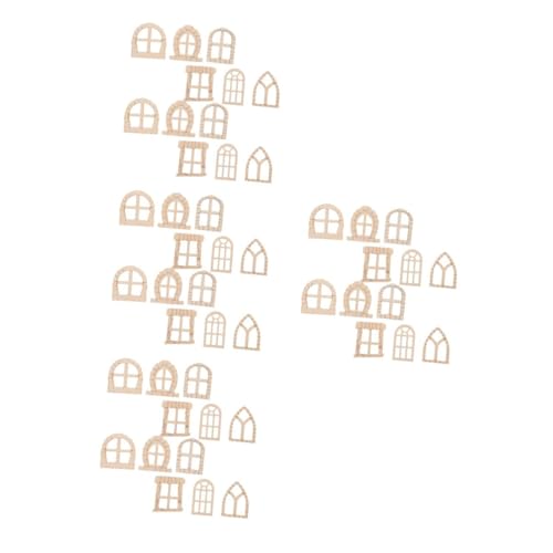 BESPORTBLE 4 Sätze Teiliges DIY Fenster Und Tür Set Holz Für Miniaturgärten Unvollendete Tür Und Fensteraccessoires Für Bezaubernde Gartenprojekte Und Heimdekoration 25 Stück * 4 von BESPORTBLE