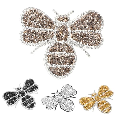 BESPORTBLE 4 Stück Bienen Strass Aufbügler Patches Glitzernde Bügelbilder für Kleidung Schuhe Taschen Hitzeaktivierter Kleber Langlebig Modisch DIY Dekoration Vielfältige Farben von BESPORTBLE