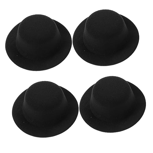 BESPORTBLE 4 Stück Mini Filzhüte Schwarz Kleine DIY Puppenzubehör Schneemann Hüte Bastelmaterialien für Haar und Dekorationsprojekte von BESPORTBLE