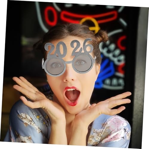 BESPORTBLE 4 Stück Silvester Brillen mit Glitzernden Rundgläsern Festliche Partybrillen für Neujahrs Weihnachts und Abschlussfeiern Fotorequisiten zur Dekoration und Feier von BESPORTBLE