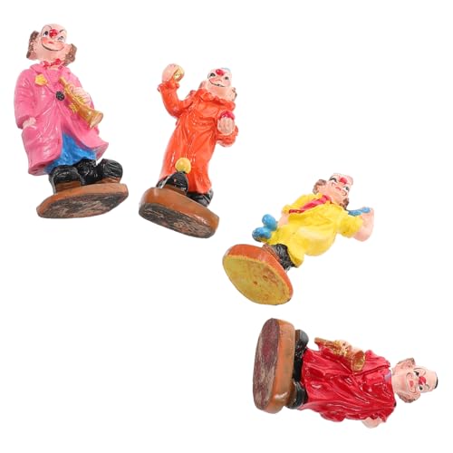 BESPORTBLE 4 Stück Teiliges Clown Figuren Lustige Miniatur Clowns Dekoration für Schreibtisch Kreative Sandtray Accessoires Tischdeko für Frauen von BESPORTBLE