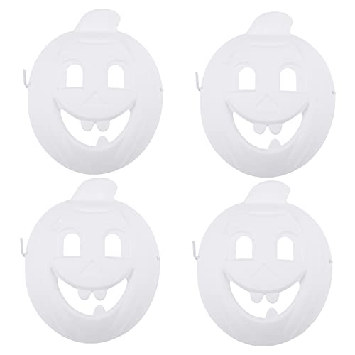 BESPORTBLE 4 Stück Teiliges Halloween Kürbis Bastelset aus Weißer Papiermaske zum Bemalen DIY Blanko Masken für Kreative Faschings und Kostümparty für Karneval und Halloween Dekoration von BESPORTBLE