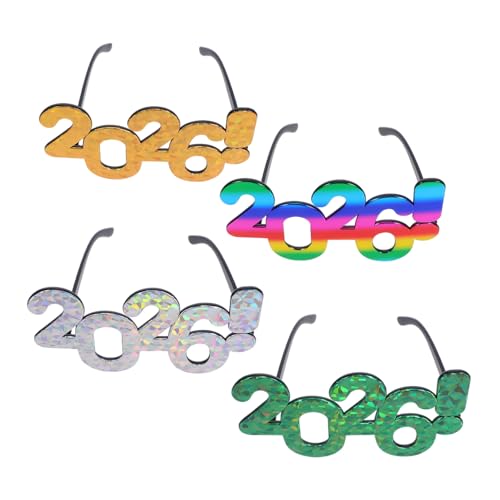 BESPORTBLE 4 Stück Teiliges Silvester Brillen aus Robustem Pc Material Bunte Zahlen-fotorequisiten für Partydekorationen Vielseitige Neujahrs Festtags-accessoires von BESPORTBLE