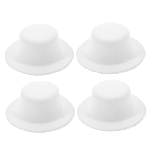 BESPORTBLE 4 Stück Teiliges Weiße Puppenhüte aus Stoff Flache Mützchen für DIY Dekoration Schneemann und Clown Ornament Kreative Handarbeitskappen für Puppenkleidung und Bastelprojekte von BESPORTBLE