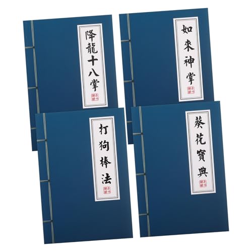 BESPORTBLE 4 Stück Vintage Martial Arts Notizbücher Chinesisches Design Liniertes Notizbuch für Glattes Schreiben Notizblock für Kalligraphie Retro Schreibwaren von BESPORTBLE