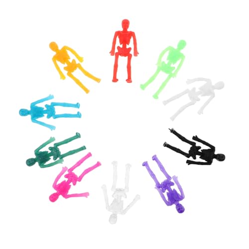 BESPORTBLE 40 Stück Halloween Mini Skelett Figuren aus Weichem TPR Elastisch und Klebend Kleine Deko Scherzspielzeuge für Partys Mitgebsel und Überraschungen Farben Je von BESPORTBLE