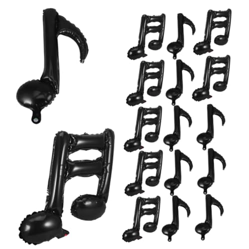 BESPORTBLE 40 Stück Musiksymbol Ballon Geburtstagsfeier Konzertballons Musiknotenband Folienballons mit Musiknoten Aufblasbare Musiknoten Luftballons mit Aluminiumfolie Schwarz von BESPORTBLE