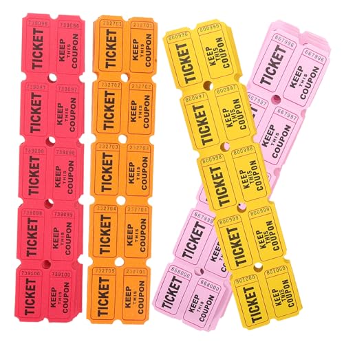 BESPORTBLE 400 Stück Raffle Tickets Rolle Rot Gelb Orange für Veranstaltungen Partys und Tombolas Vielseitige Tickets für Türpreise und Klassenbelohnungen von BESPORTBLE