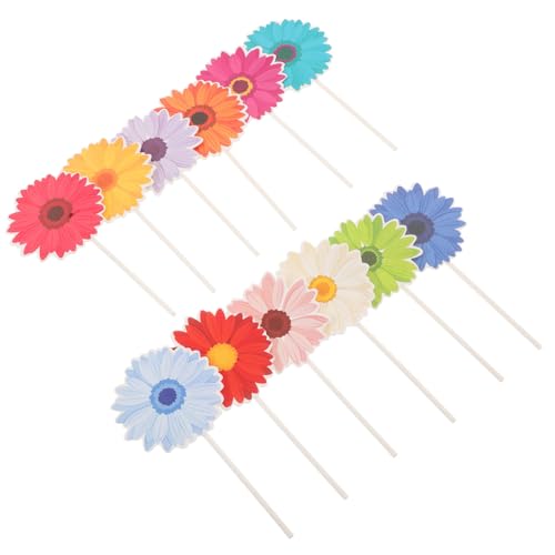 BESPORTBLE 48 Stück Cupcake Topper Mit Gänseblümchen Motiven Babyparty Blumenparty Dekorationen Gänseblümchen Picker Kuchendekoration In Verschiedenen Farben von BESPORTBLE