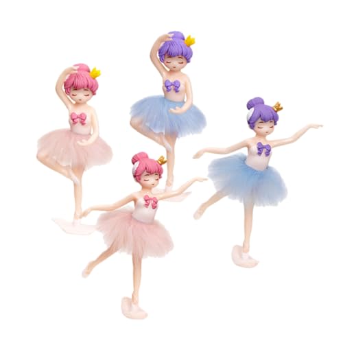 BESPORTBLE 4Stücke Ballerina Tortenfiguren Süße Tanzmädchen Dekoration Für Geburtstagskuchen Und Partys DIY Kreativ Accessoires Für Besondere Anlässe von BESPORTBLE