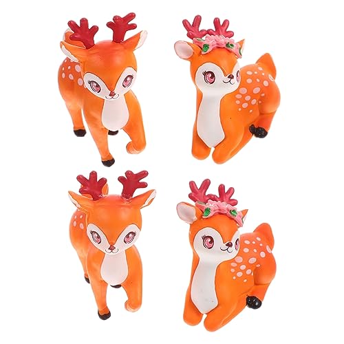 BESPORTBLE 4Stücke Hirschfiguren Süße DIY Deko Für Blumentöpfe Und Schreibtische Niedliche Reh Statuen Zur Verschönerung Von Kuchen Und Tischen Für Kreative Dekoration von BESPORTBLE