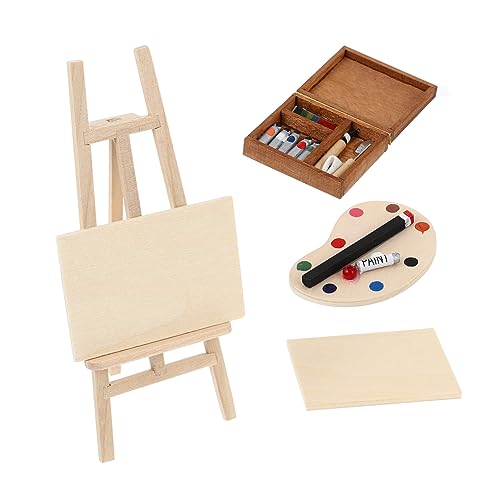 BESPORTBLE 4Stücke Möbel Set Für Puppenhaus Teiliges Holz Staffelei Und Palette Für Aquarell Und Ölgemälde DIY Puppenhaus Dekoration Und Kreative Projekte von BESPORTBLE