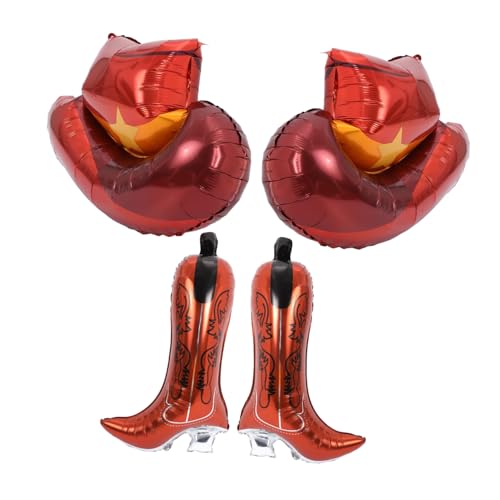 BESPORTBLE 4Stücke Western Themen Luftballons Aluminiumfolienballons Cowboyhut Und Stiefel Für Geburtstagsfeiern Partydekorationen Und Cowboy Mottopartys von BESPORTBLE