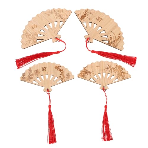 BESPORTBLE 4pcs Klassisches Fan Lesezeichen Mit Quasten Bamboo Lesezeichen Süße Lesezeichen Ästhetische Alte Chinesische Kunst Lesezeichen Für Bücher von BESPORTBLE