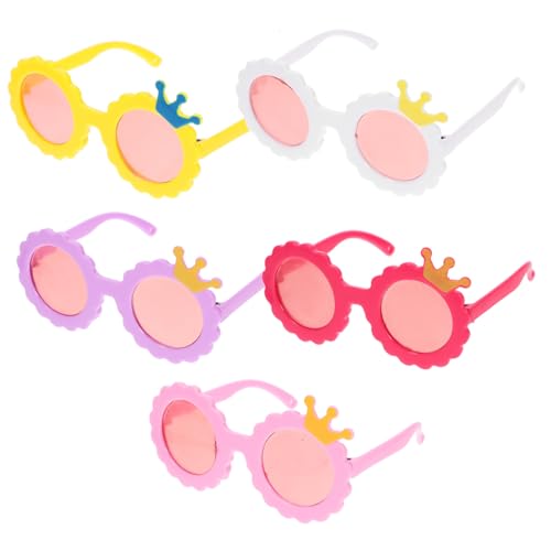 BESPORTBLE 5 Paare Puppen Sonnenbrillen Miniatur Brillen für Puppen Stylische Accessoires Weiß Gelb für Dekoration und DIY Projekte von BESPORTBLE