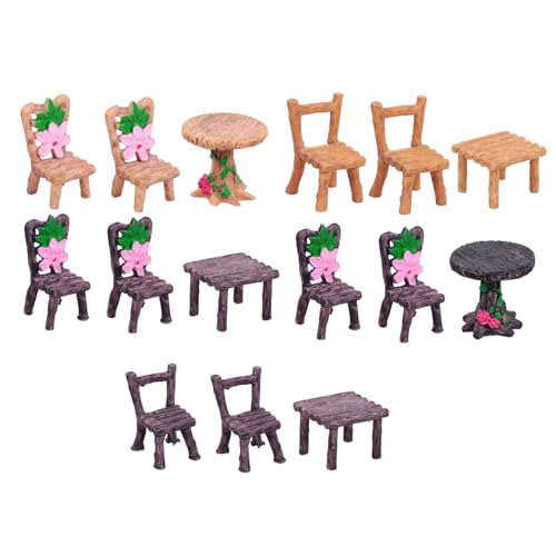 BESPORTBLE 5 Sätze Miniatur Resin Möbel Tisch und Stühle für DIY Mikro Landschaft Dekoration Kratzfestes Harz Stilvolle Home und Büro Deko Teiliges Geeignet für Bastler von BESPORTBLE