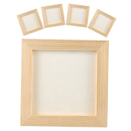 BESPORTBLE 5 Stck Teiliges Quadratische Holz Bilderrahmen Bemalen DIY Bastelrahmen Glattem Holz Blanko Fotorahmen für Kreative Tonmalerei und Handwerksprojekte von BESPORTBLE