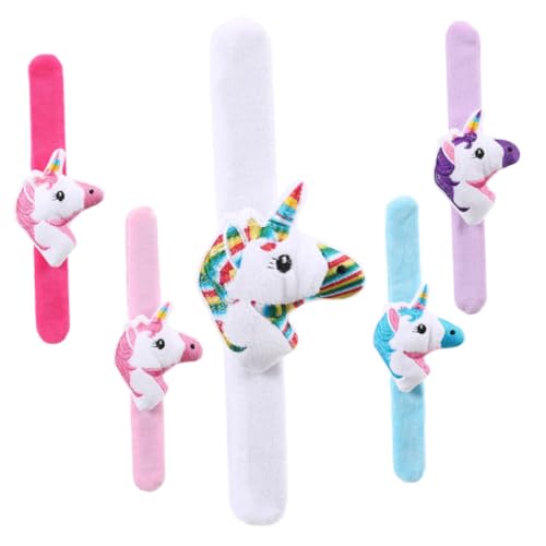 BESPORTBLE 5 Stück Einhorn Slap Armbänder Plüsch Cartoon Handgelenkarmband Dekorativ Gemischte Farben für Kindergeburtstag und Feste von BESPORTBLE