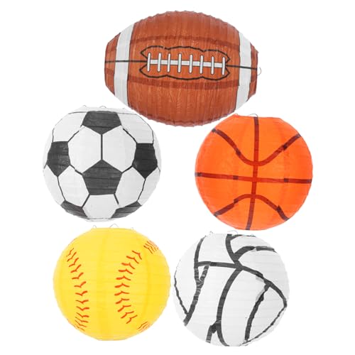 BESPORTBLE 5 Stück Kreative Papierlaternen Für Basketball, Fußball, Partydekorationen, Hängelaternen, Partylaterne, Sportparty, Papierlaternen von BESPORTBLE