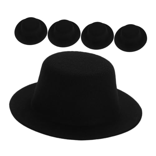 BESPORTBLE 5 Stück Miniatur Hüte Realistische DIY Puppenhüte aus Filz Kleine Hüte für Bastelprojekte Dekoration und Schmuckherstellung Schwarz Kreatives Zubehör für Puppen und Räume von BESPORTBLE
