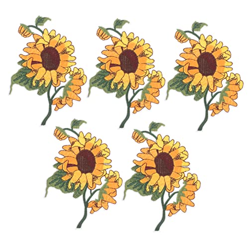 BESPORTBLE 5 Stück Sonnenblumen Bügel Patches Bestickte Applikationen für Jeans Kleidung Rucksäcke Langlebige Einzigartige Verzierungen für Stoffe von BESPORTBLE