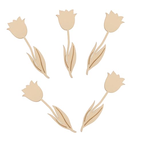 BESPORTBLE 5 Stück Teiliges Diy Holzblumen Naturbelassenem Holz Blanke Holzteile zum Bemalen und Basteln Kreative Holzscheiben für Kinderhandwerk für Lehrer und Mütter Vielseitig Einsetzbar von BESPORTBLE
